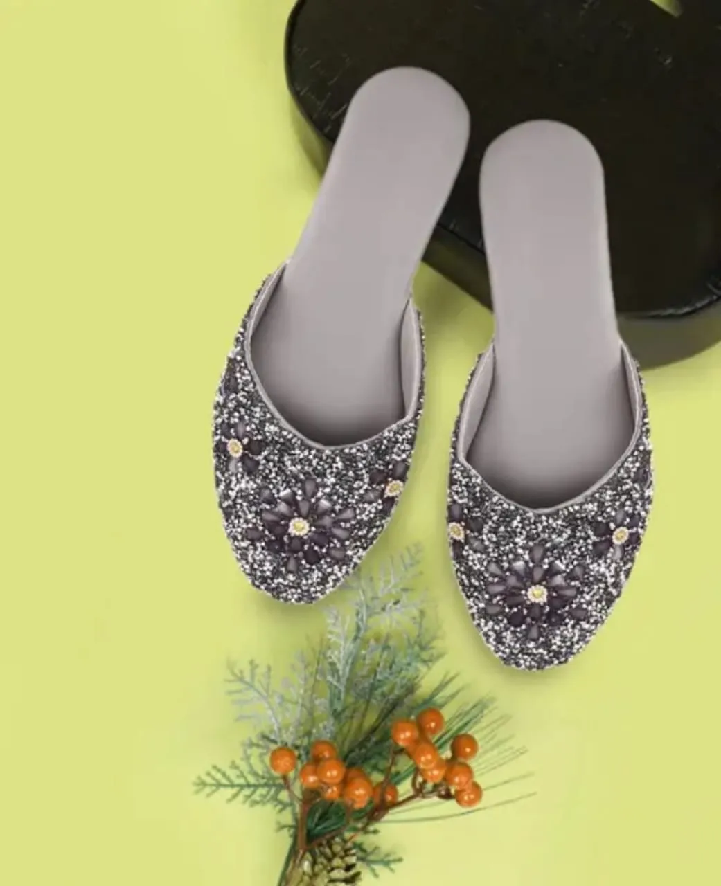 Peach Slippers For Women And Girls (Grey, IND-6)