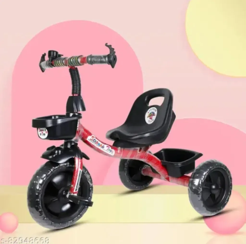 Grow baby tricycle for kids with front and back basket Black/Red color kids tricycle recommended for toddler 1,2,3,4,5,6 years children