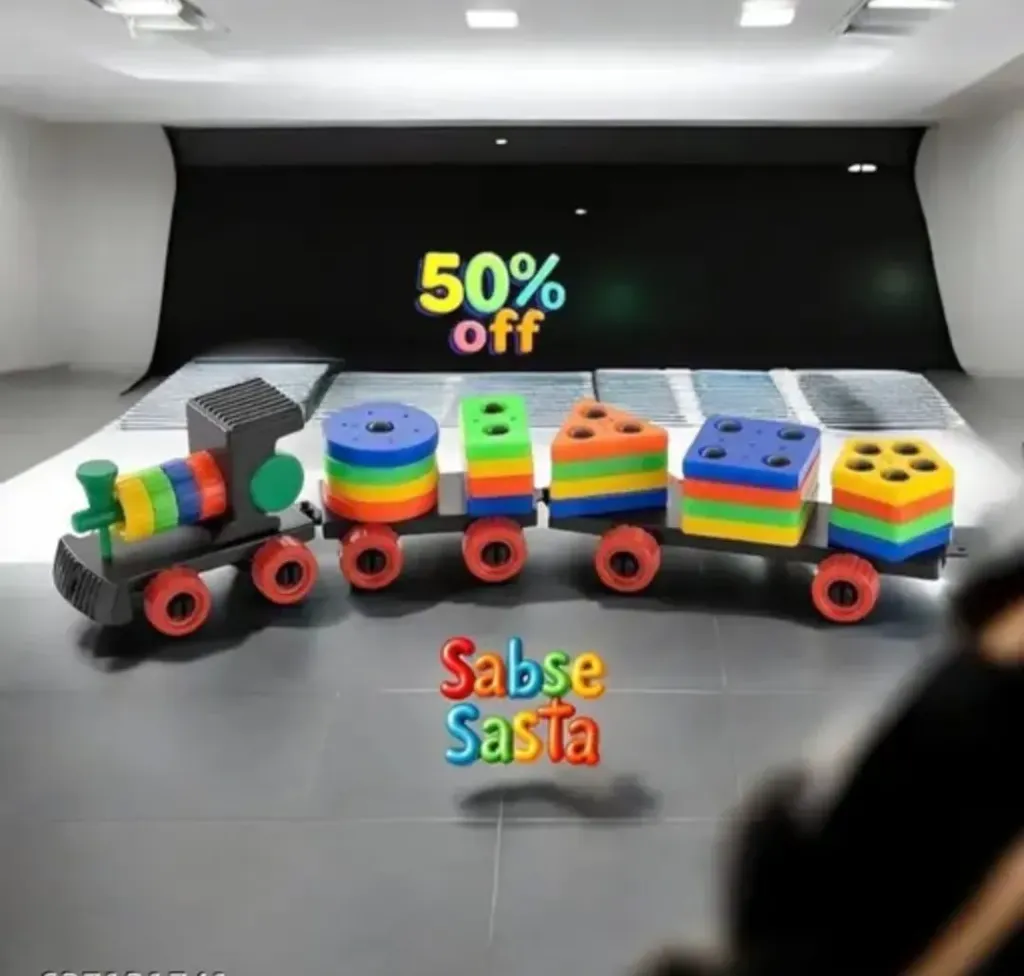 Sorting stacking train for kids Montessori educational toy with colorful blocks Shape sorter Train for toddlers