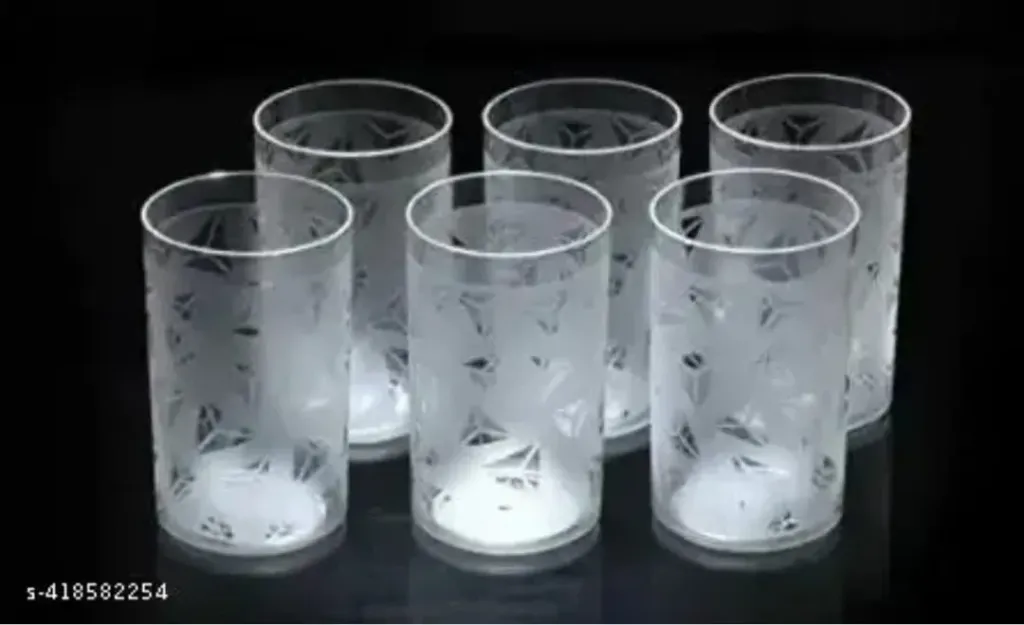 6 Pcs Plastic diamond design unbreakable stylish Transparent water glass/ beer glass/wine glass 250ml glass