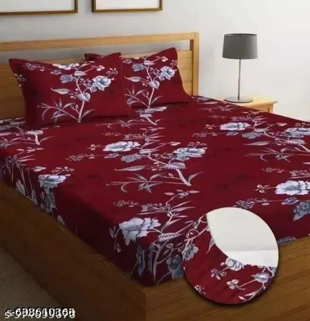 Attractive fitted double bedsheet with 2 large pillow covorse
