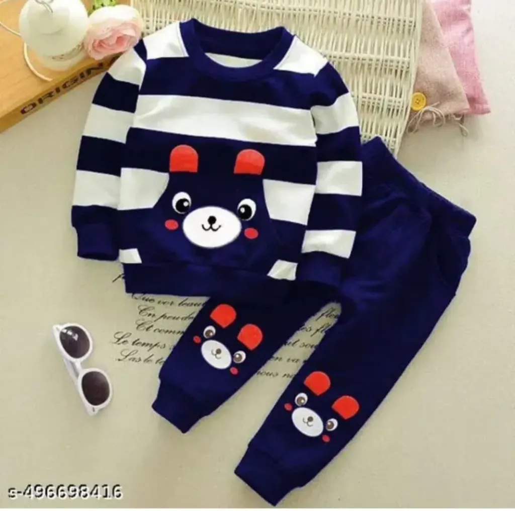 Blue and white boys clothing set kids clothing 2-3 years top bottom outfit (0-3 month)