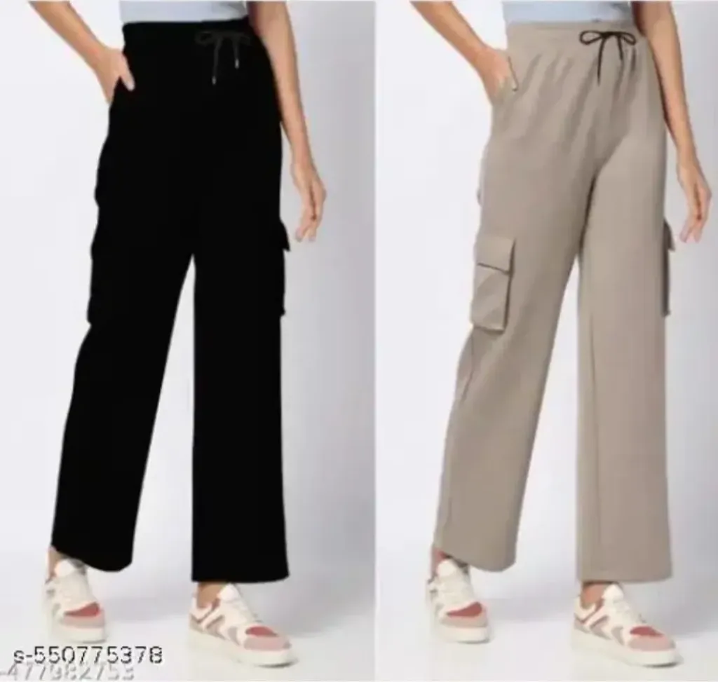 Women & Girls Cargo&Trouser Pants combo pack of 2