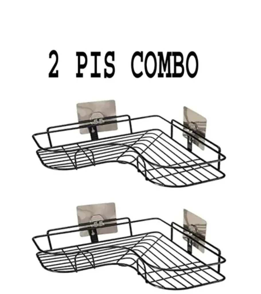 Bathroom Corner Self Adhesive Rack Cmbo pack 2 Pcs
