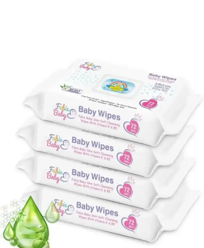 Fabie Baby Wipes For Sensitive Skin With Aloe Vera and Vitamin E | Pack Of 4