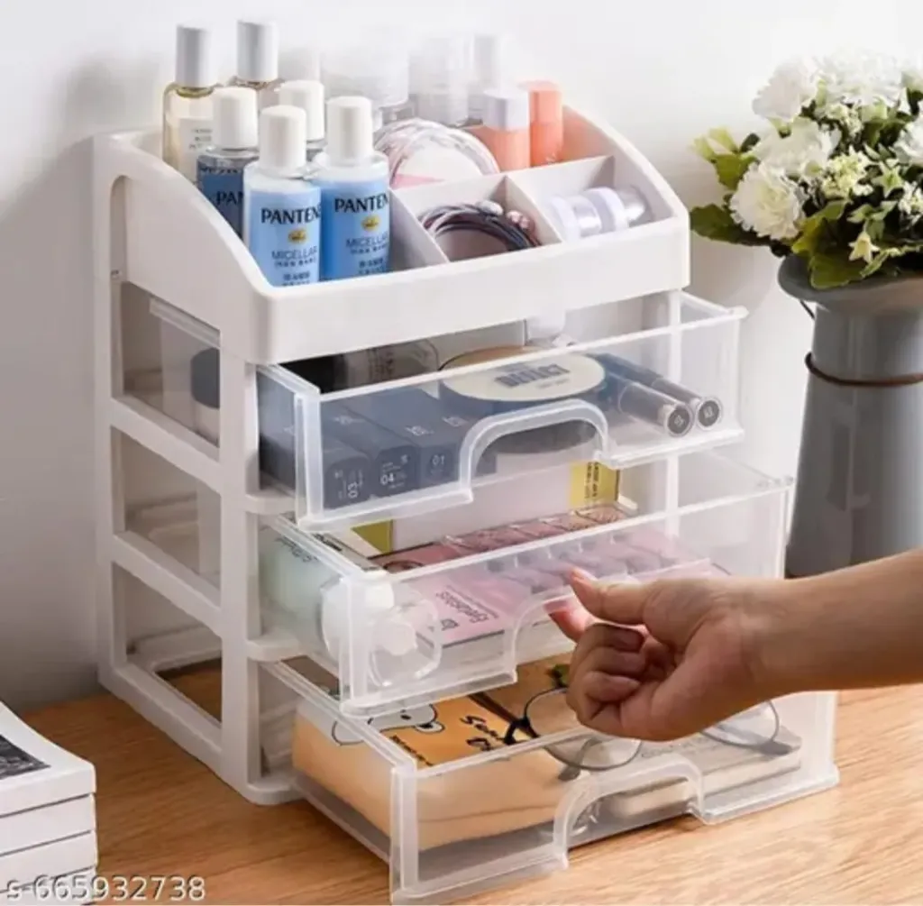 3 Layer Makeup Orgniser & Storage Box|Stand For Dressing Table & Skincare Storage